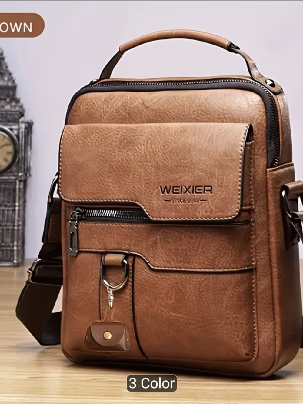 Brown Leather Crossbody Bag Unisex